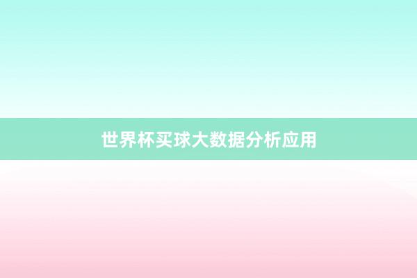 世界杯买球大数据分析应用