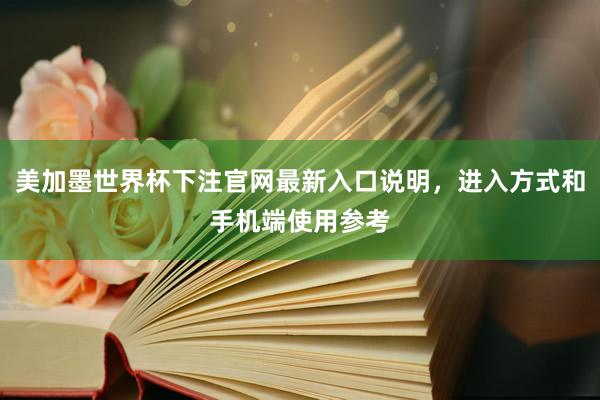 美加墨世界杯下注官网最新入口说明，进入方式和手机端使用参考