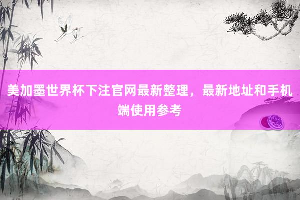 美加墨世界杯下注官网最新整理，最新地址和手机端使用参考
